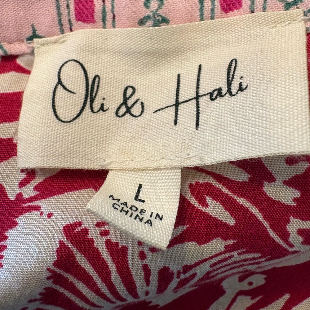 Brand New! Oli & Hali Something Like That Pieced Pink Printed Blouse Size L - Picture 4 of 5